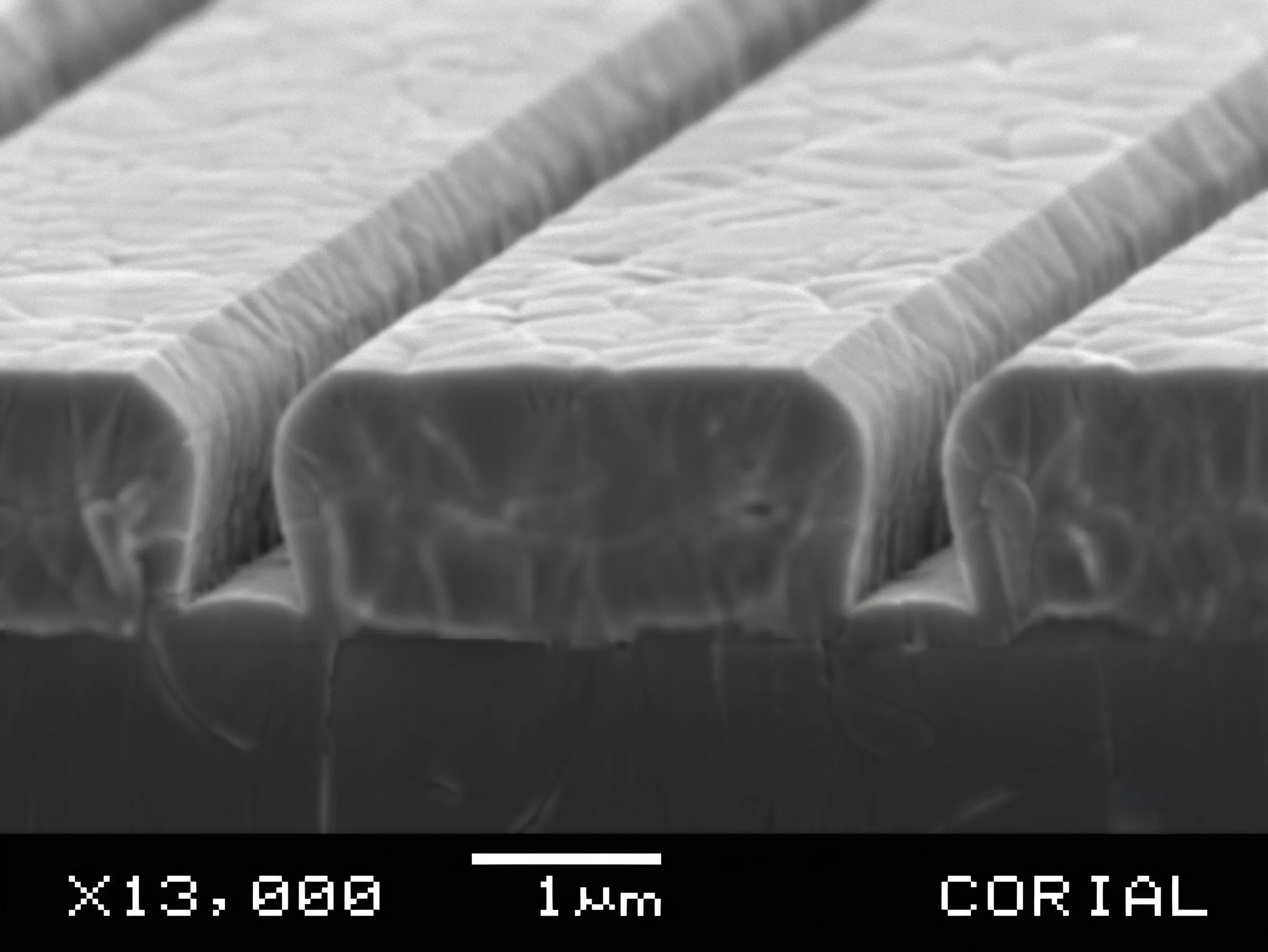 Electron microscope image of a thin film deposited by plasma